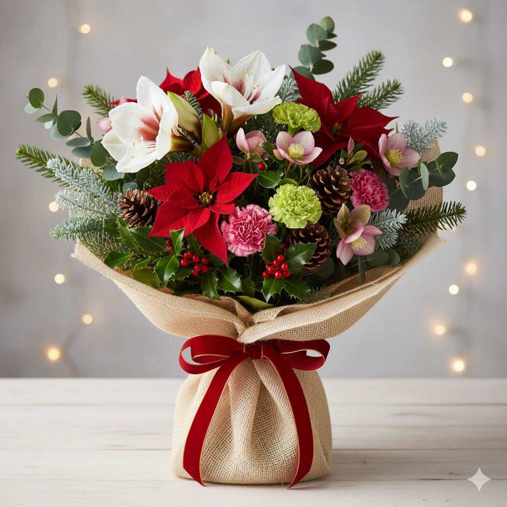 ramo con flores de temporada decembrina