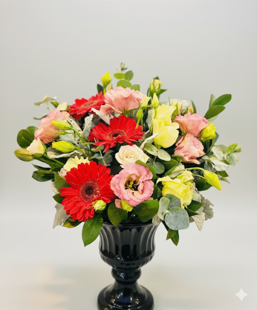 Arreglo de lisianthus y gerberas
